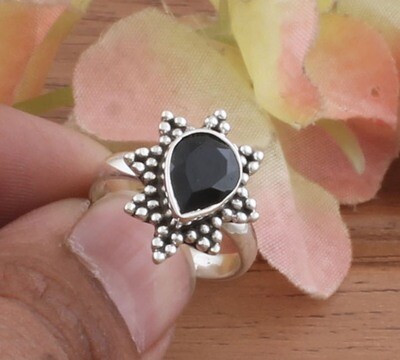 Beautiful Pair Black Onyx Top Quality Gemstone 925 Sterling Silver Ring,Antique Silver Designer Ring,Middle Finger Ring Gift For Him
