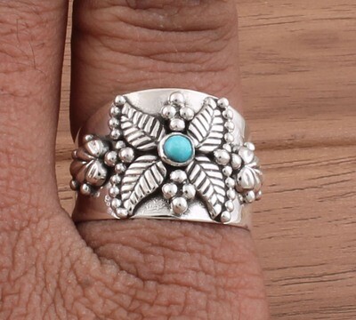 Amazing Butterfly Sleeping Beauty Turquoise Solid 925 Sterling Silver Ring For Friends - Meditation Ring - Handmade Silver Band Ring - Weddings Gifts Idea