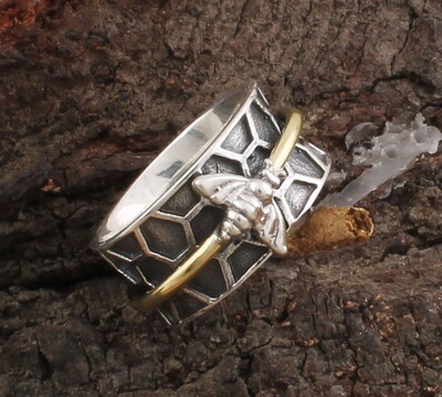 Ring Spinner 925-Sterling Solid Silver Honey Bee Ring,Handicraft Boho Ring,Antique Silver Ring,Thumb Ring,Spinner Ring Etsy Cyber Valentine's Day