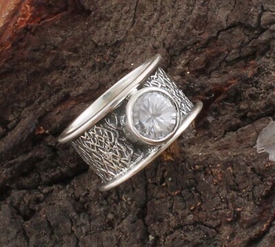 Beautiful White Zircon AAA+Quality Gemstone Ring, Antique Silver Designer Ring,Middle Finger Ring, Cute Stone Round Ring,925 Sterling Silver Ring,Gifts For Him