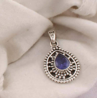 Natural Tanzanite 925 Sterling Silver Necklace For Women, Blue Pear Shape Handmade Gemstone Necklace, Bridal Necklace, Celtic, Gift For Mom