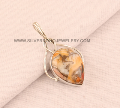 Oyster Copper Turquoise Pear Shape Gemstone Pendant - 925 Sterling Silver Necklace - Handmade Silver Pendant Necklace - Oyster Jewelry Gift