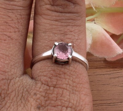 Amazing Prong Set Pink Cubic Zirconia Solid 925 Sterling Silver Ring For Wedding Ring, Handmade Bohemian Silver Round Cut Zircon Bridesmaid Ring For Gift Idea Amazing Prong Set Pink Cubic Zirconia Solid 925 Sterling Silver Ring For Wedding Ring, Handmade Bohemian Silver Round Cut Zircon Bridesmaid Ring For Gift Idea