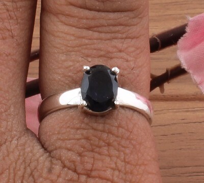 925 Sterling Solid Silver Prong Set Black Onyx Ring For Wedding - Simple Cut Stone Handmade Round Shape Ring - For Father & Mother Gifts Him 925 Sterling Solid Silver Prong Set Black Onyx Ring For Wedding - Simple Cut Stone Handmade Round Shape Ring - For Father & Mother Gifts Him