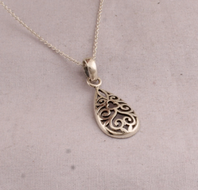 Beautiful Chain Necklace, Sterling Silver Plain Necklace, 925 Silver, Bridal Necklace, Star Antique Pendant, Silver Jewelry