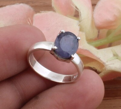 Beautiful Prong Set Iolite Gemstone 925 Sterling Silver Ring,Antique Silver Ring,Top Quality Oval Stone Ring,Weddigs Engagement Ring, Finger Ring
