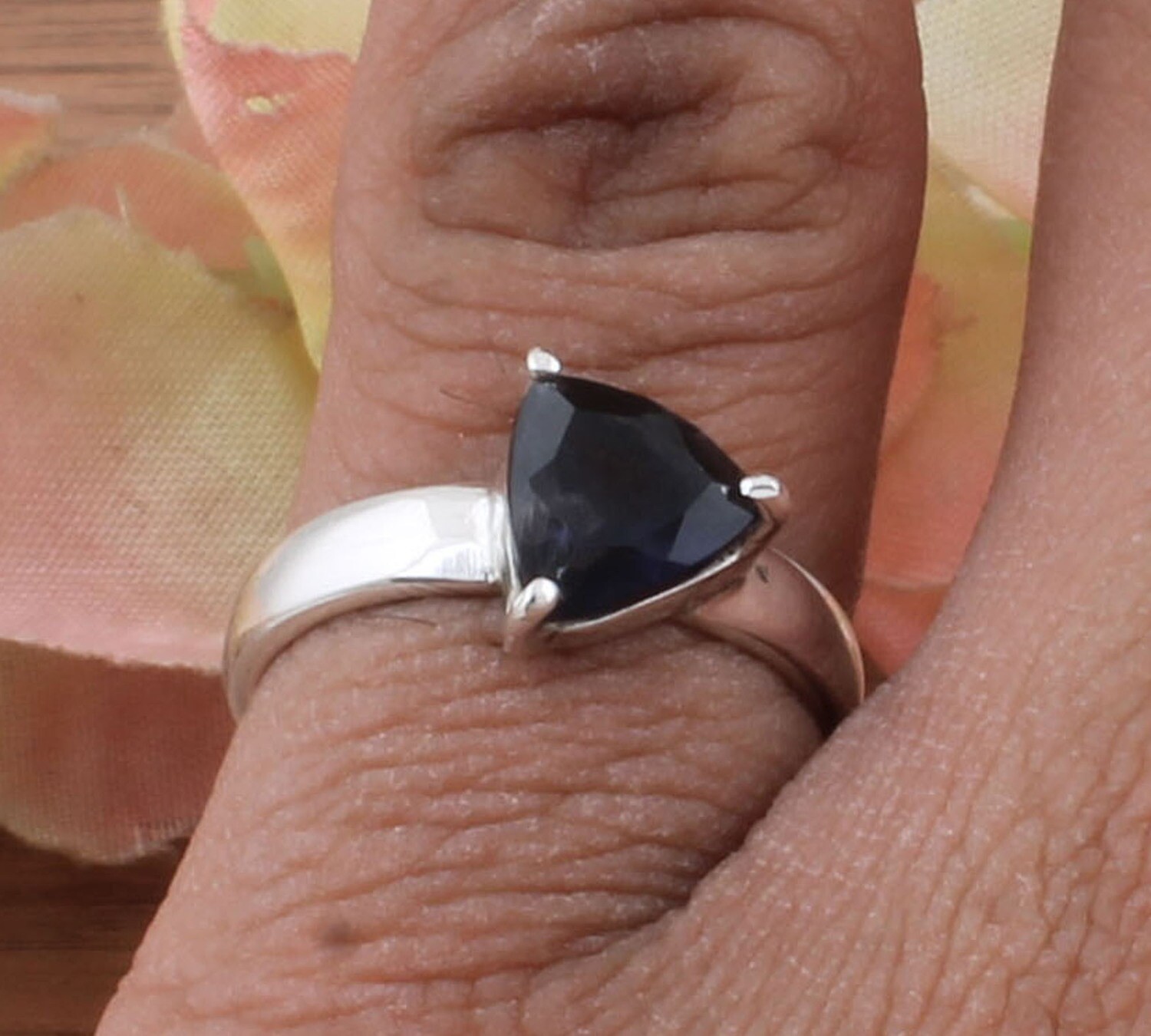 Prong Set Trillion Natural Smoky Quartz 925 Sterling Solid Silver Ring / Designer Engagement Ring / Handmade Ring For Weddings Gifts Idea