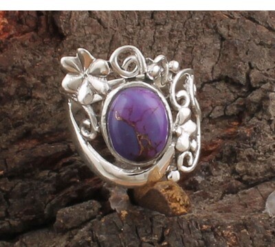 Beautiful Composite Turquoise Gemstone Ring,925 Sterling Silver Ring, Top Quality Oval Cabochon Flower Ring, Valentine's Day Gift For Girls