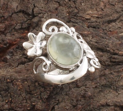 Amazing Flower Natural Prehnite Oval Gemstone Solid 925 Sterling Silver Ring For Girls / Handmade Silver Designer Ring / For Wedding Anniversary Gifts Her Amazing Flower Natural Prehnite Oval Gemstone Solid 925 Sterling Silver Ring For Girls / Handmade Silver Designer Ring / For Wedding Anniversary Gifts Her