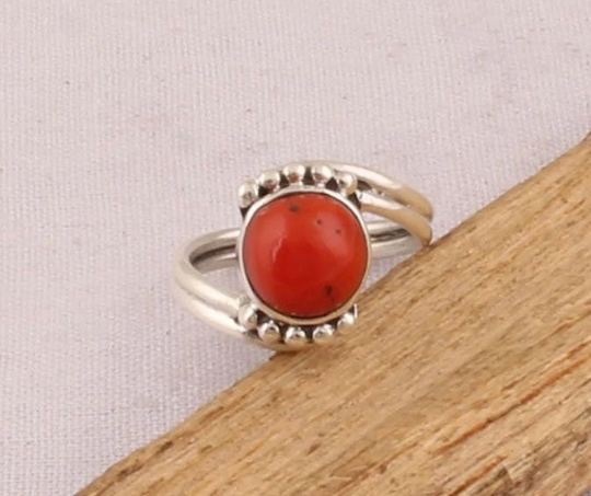 Beautiful Red Jade Gemstone Ring, Oval Ring, Middle Finger Ring, Designer Ring, 925 Sterling Silver Ring, Wonderful Gift For Women's,
