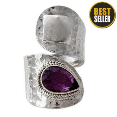Natural Amethyst AAA+ Quality Gemstone Handcrafted Ring Cut Pear Stone Boho Ring, Antique Silver Ring, Middle Finger Ring Natural Amethyst AAA+ Quality Gemstone Handcrafted Ring Cut Pear Stone Boho Ring, Antique Silver Ring, Middle Finger Ring