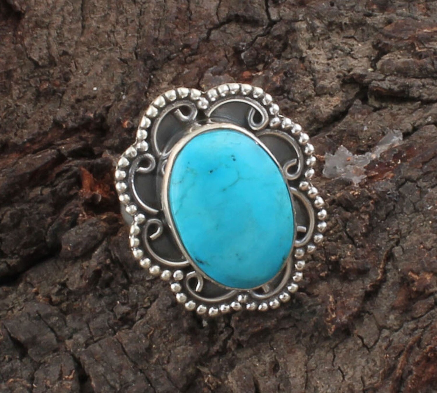 AAA+Quality Natural Sleeping Beauty Turquoise Gemstone Ring, Boho Oval Ring,Solid 925 Sterling Silver Ring,Antique Silver Ring Midder Finger Ring For Women Gifts Him