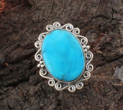 Natural Sleeping Beauty Turquoise AAA+Quality Gemstone Ring, Boho Oval Ring,925-Sterling Silver Ring,Antique Silver Ring Midder Finger Ring