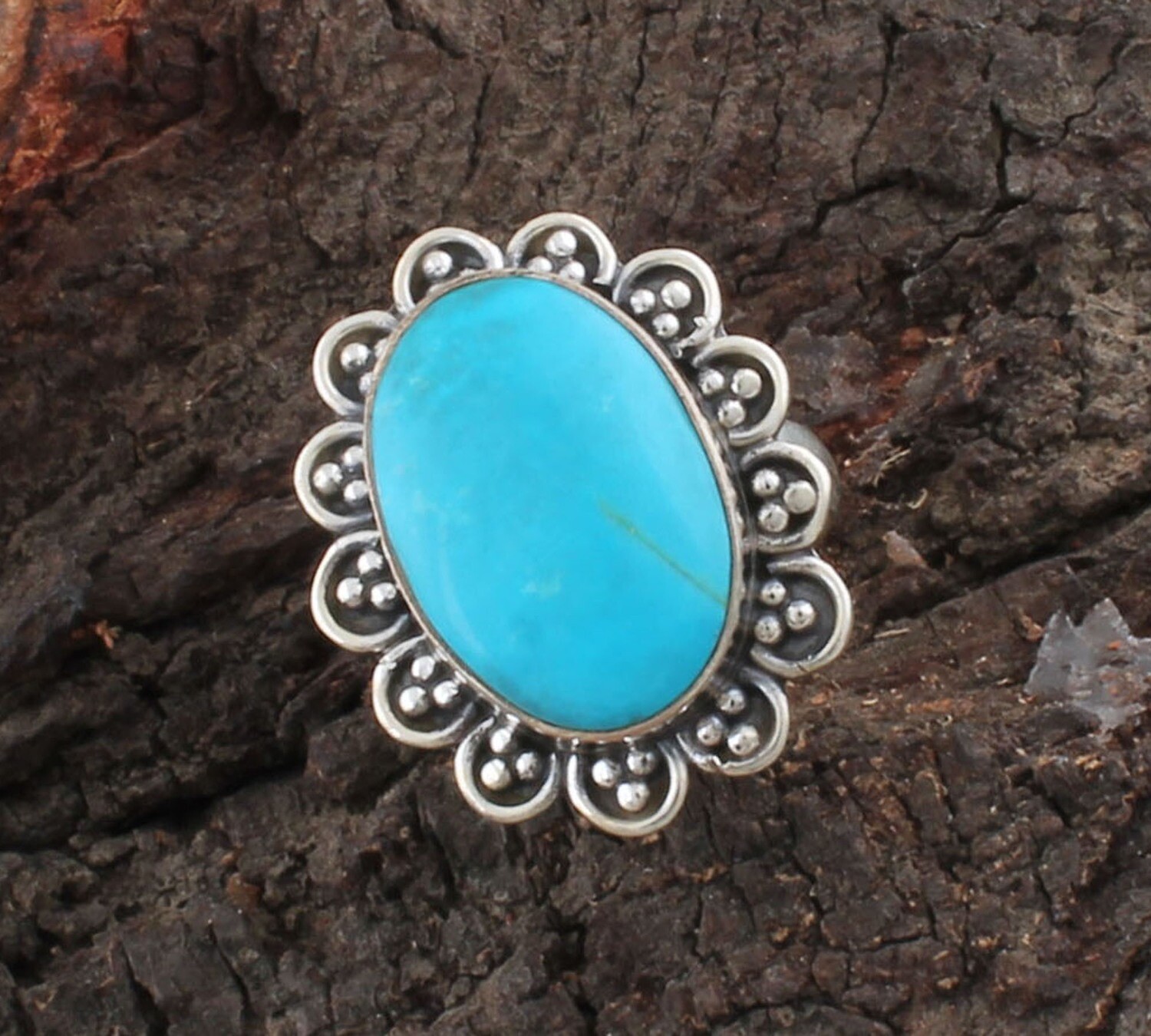 Natural Sleeping Beauty Turquoise Gemstone Ring | Designer Boho Oval Ring | Solid 925 Sterling Silver Ring | Antique Silver Ring Midder Finger Ring For Women Weddings Gifts Idea
