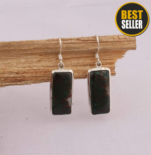 Natural Crysocola  AAA+ Quality Gemstone Earring 925-Sterlling Silver Earring, Antique Silver Earring Wedding Gift Item Gift For Her BOHO SILVER
