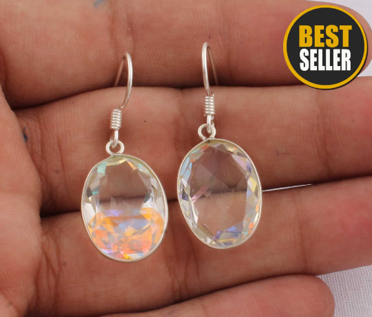 Top Quality Natural Doublet Gemstone Earring Antique Silver Earring, Simple Boho Earring, Sterling Silver Earring, One-Of-Kind Item BOHO SILVER