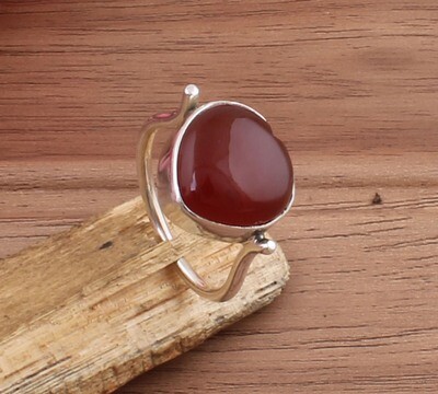 AAA+Quality Heart Natural Red Onyx Gemstone Solid 925 Sterling Silver Ring / Cabochon Handmade Designer Ring For Women Wedding Gifts Him