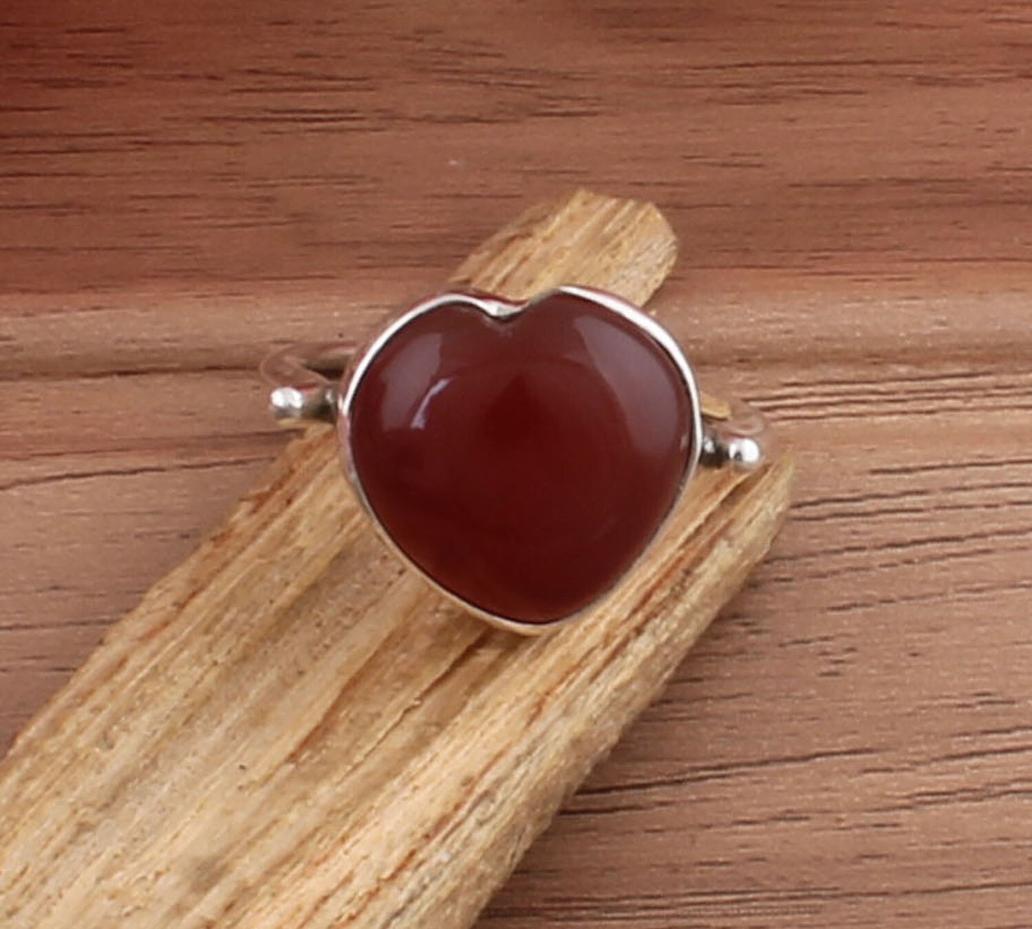 AAA+Quality Heart Natural Red Onyx Gemstone Solid 925 Sterling Silver Ring / Cabochon Handmade Designer Ring For Women Wedding Gifts Him