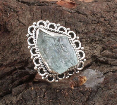 AAA+Quality Aquamarine Ring - Rough Ring - 925 Sterling Solid Silver Ring - Index Finger Rough Aquamarine Gemstone Row Ring - One Of Kind Ring
