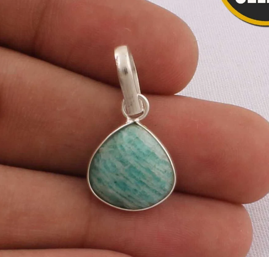 Natural Amazing Amazonite Top Quality Gemstone Pendant 925-Sterling Silver Pendant, Boho Pendant, Simple Pendant, Wedding Gift Item Pendant