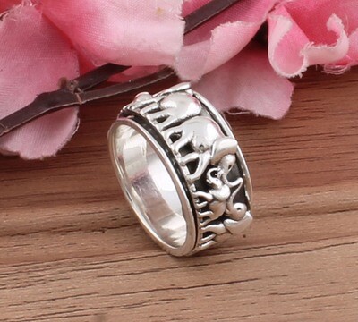 Amazing Elephant Spinner Ring, Round Shape Spinner Ring, Gift Item Gift Ring, Unique Item Gift Ring, 925 Sterling Silver Spinner Ring,