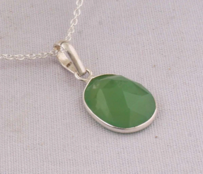 Natural Green Onyx Top Quality Gemstone Neckless,Cut Stone Neckless 925-Sterling Silver Neckless Boho Neckless Antique Silver Neckless