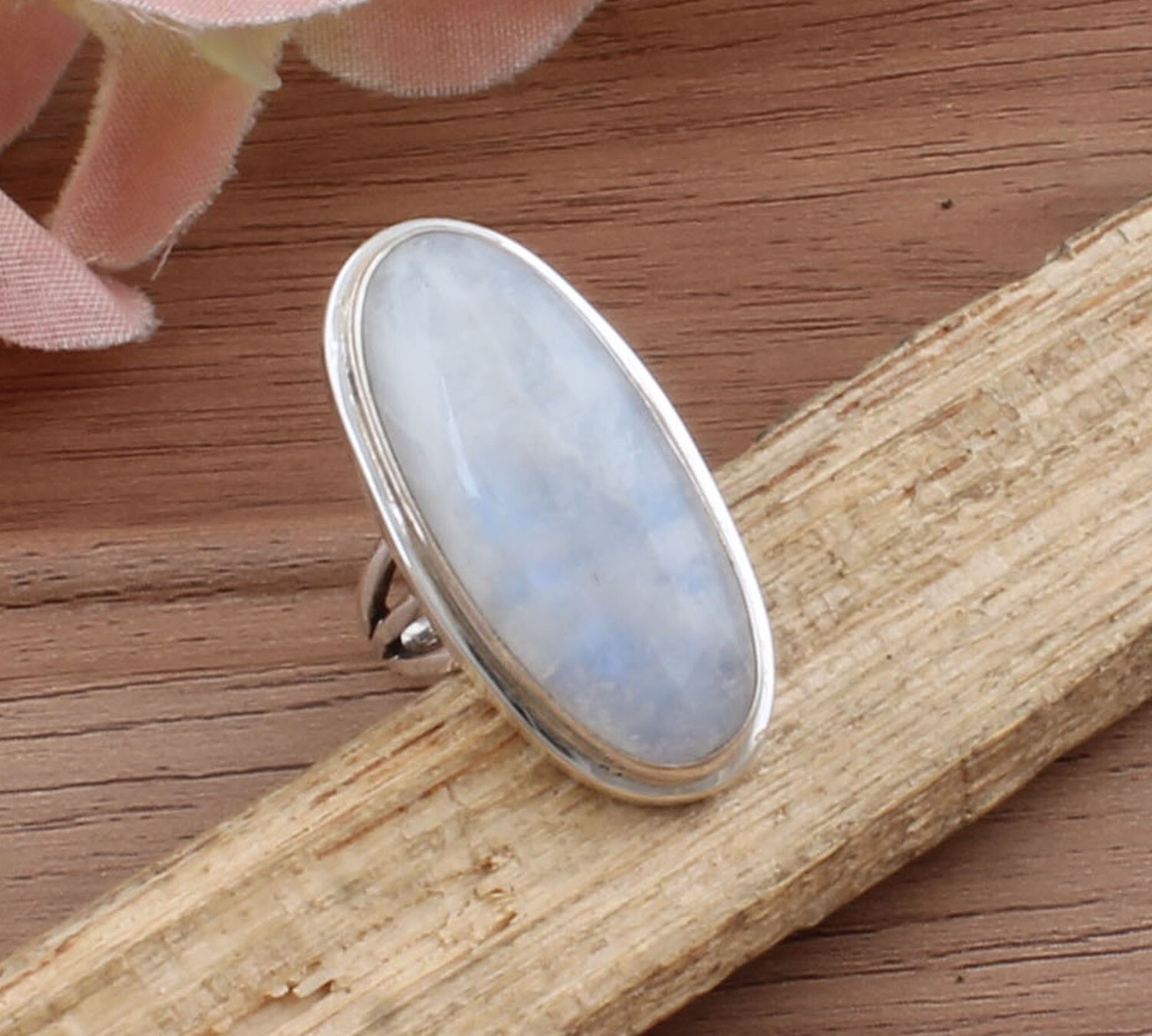 AAA+Quality Natural Rainbow Moonstone Solid 925 Sterling Silver Ring - Engagement Oval Shape Ring - Handmade Jewelry For Women Weddings Gifts For Him
