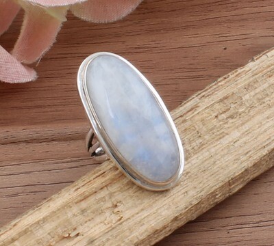 AAA+Quality Natural Rainbow Moonstone Solid 925 Sterling Silver Ring - Engagement Oval Shape Ring - Handmade Jewelry For Women Weddings Gifts For Him