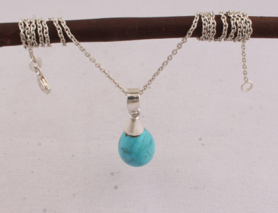 Beautiful Real Copper Turquoise Gemstone Pendant, Sterling Silver 925, Blue Stone Necklace, AAA+Top Quality, December Birthstone, Women Gift