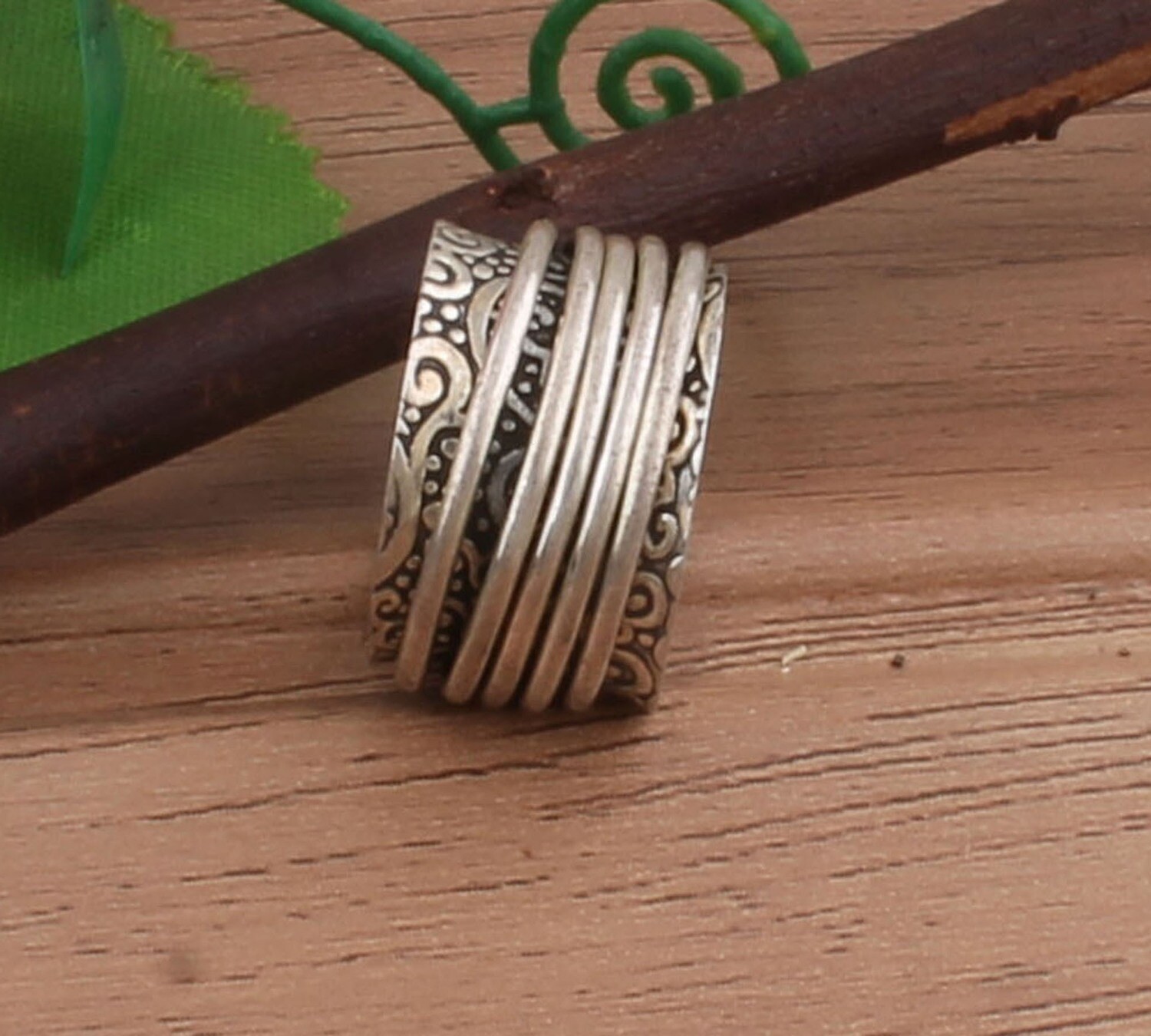Amazing Leaf 925 Sterling Solid Silver Spinner Band Ring / Antique Designer Silver Ring / Thumb Ring / Silver Band Ring For Waddings Anniversary Gifts Him