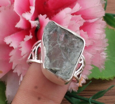 AAA+Quality Aquamarine Ring - Rough Ring - 925 Sterling Solid Silver Ring - Index Finger Rough Aquamarine Gemstone Row Ring - One Of Kind Ring