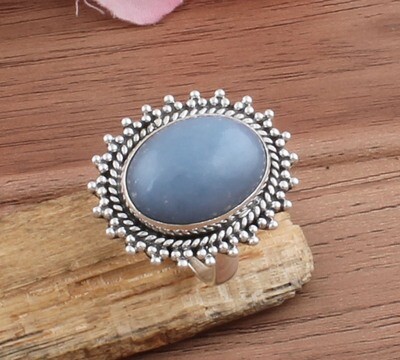 Natural Blue Opal Top Quality Gemstone Ring Cabochon,Opaque Stone Boho Ring 925-Sterling Silver Ring,Ring Finger Ring