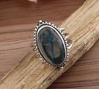 AAA+Quality Three Layer Natural Fluorite Solid 925 Sterling Silver Ring - Engagement Oval Shape Ring - Handmade Jewelry For Weddings Anniversary Gifts For Him