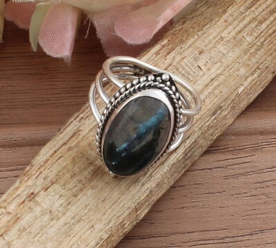 AAA+Quality Three Layer Natural Fluorite Solid 925 Sterling Silver Ring - Engagement Oval Shape Ring - Handmade Jewelry For Weddings Anniversary Gifts For Him