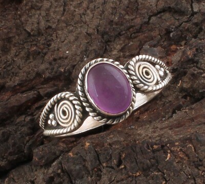AAA+Quality Purple Jade Gemstone Solid 925 Sterling Silver Ring - Designer Oval Cabochon Stone Ring - Birthday Gifts For Women Her