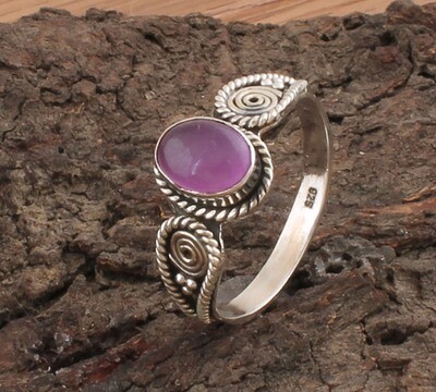 AAA+Quality Purple Jade Gemstone Solid 925 Sterling Silver Ring - Designer Oval Cabochon Stone Ring - Birthday Gifts For Women Her