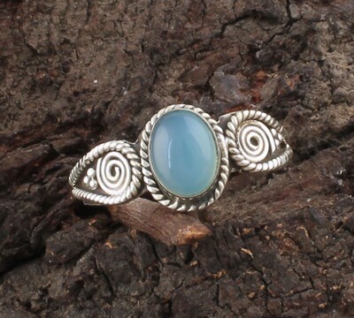 AAA+Quality 925 Sterling Silver Natural Blue Calci Gemstone Ring -Dainty Vintage,Blue Calci ring in For Women Waddings Gifts Her