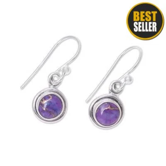 Composite Turquoise Top Quality Gemstone Handmade Earring,Sterling Silver Earring,Antique Silver Earring