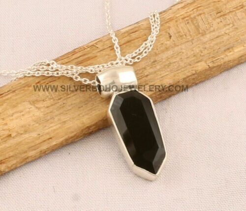 Pendant Solid 925 Sterling Silver Black Onyx Pendant Necklace Gemstone Pendant