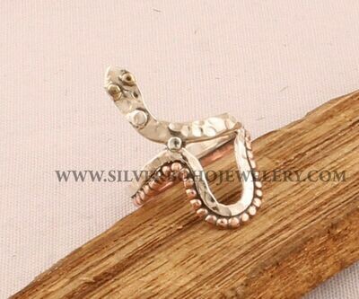 Ring Solid 925 Sterling Silver Two Tone Snake Long Ring Rose Gold &amp; Silver Ring