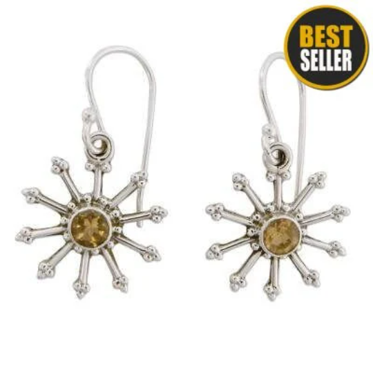 Natural Amazing Citrine AAA+Quality Gemstone Handcrafted Earring,Sterling Solid Silver Earring,Gift For Her
