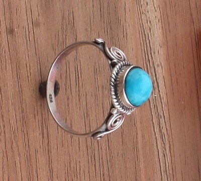 Amazing 925 Sterling Solid Silver Beautiful Natural Sleeping Beauty Turquoise Gemstone Ring - Designer Boho Oval Ring - Antique Silver Ring Midder Finger Ring For Girlfriends Gifts Him