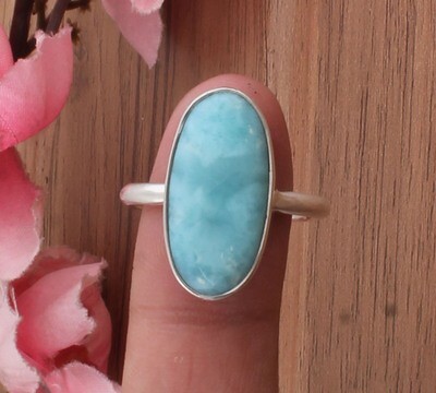 Beautiful Natural Larimar Gemstone Ring / 925 Sterling Silver Oval Shape Ring / Middle Finger Simple Plain Ring / Antique Silver Ring Engagement Ring Gifts For Him Beautiful Natural Larimar Gemstone Ring / 925 Sterling Silver Oval Shape Ring / Middle Finger Simple Plain Ring / Antique Silver Ring Engagement Ring Gifts For Him