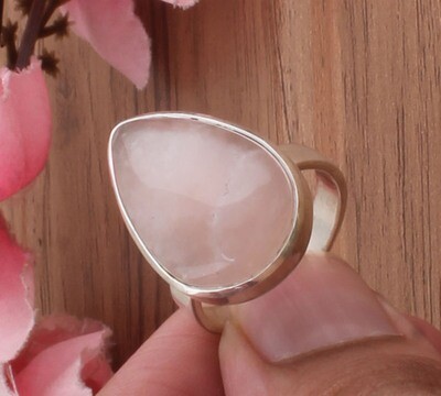 Beautiful Natural Rose Quartz Pair Shape Solid 925 Sterling Silver Ring For Women - Handmade Silver Simple Ring For Wedding - Engagement Ring For Mom Gifts Her Beautiful Natural Rose Quartz Pair Shape Solid 925 Sterling Silver Ring For Women - Handmade Silver Simple Ring For Wedding - Engagement Ring For Mom Gifts Her