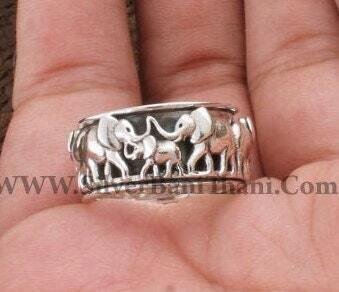 Spinner Ring,Elephant Design Spinner Band Ring 925 Sterling,Handmade Silver Band With Elephant Spinner Ring Big 7,8,9,10,11,12,13,14,15,16