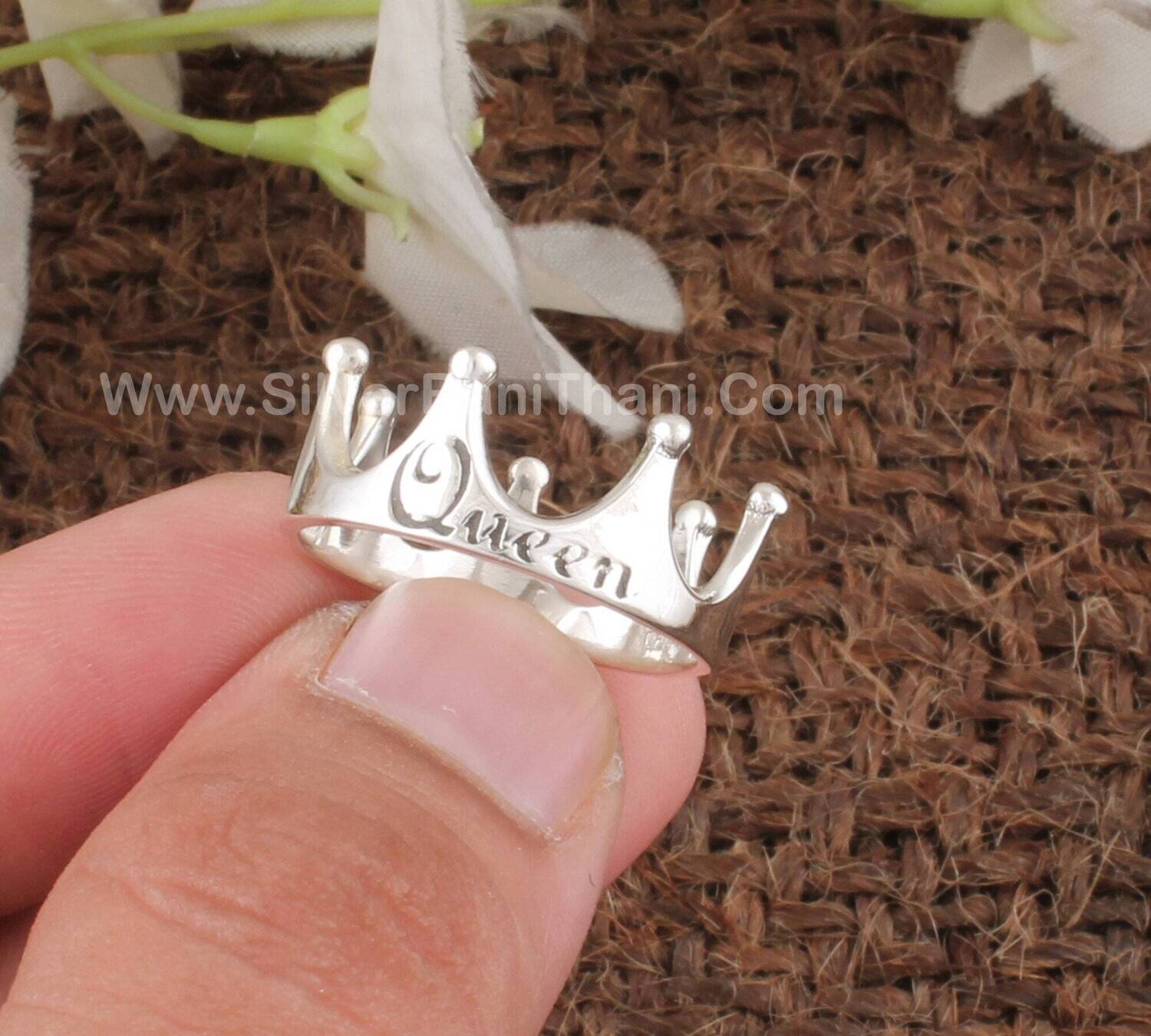 Crown Ring Silver Queen Splint Ring | Solid 925 Sterling Silver Band Ring | Women Wedding Jewelry Ring | Silver Band Ring Present For Women