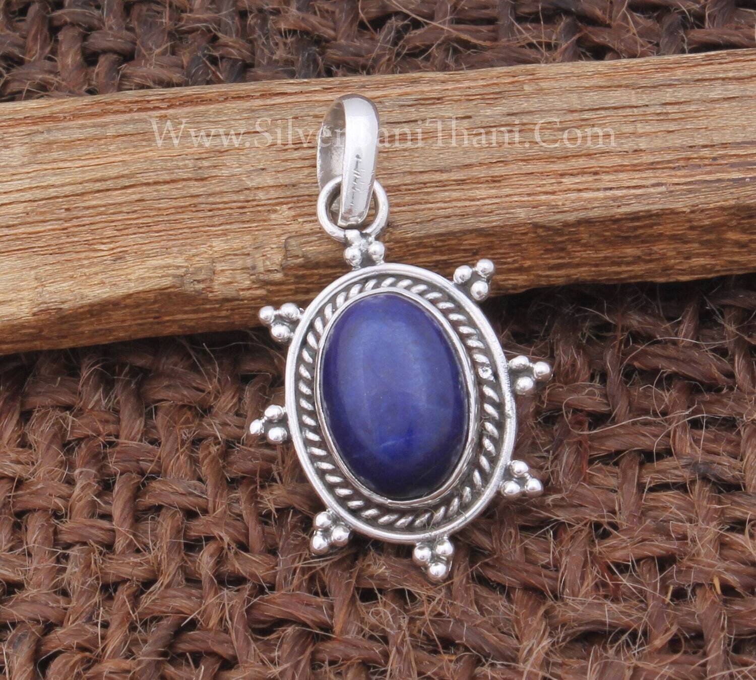 Dotted Lapis Lazuli Gemstone Pendant 925 Sterling Silver Solid Pendant Designer Handmade Flower Silver Pendant Women Silver Pendant For Gift