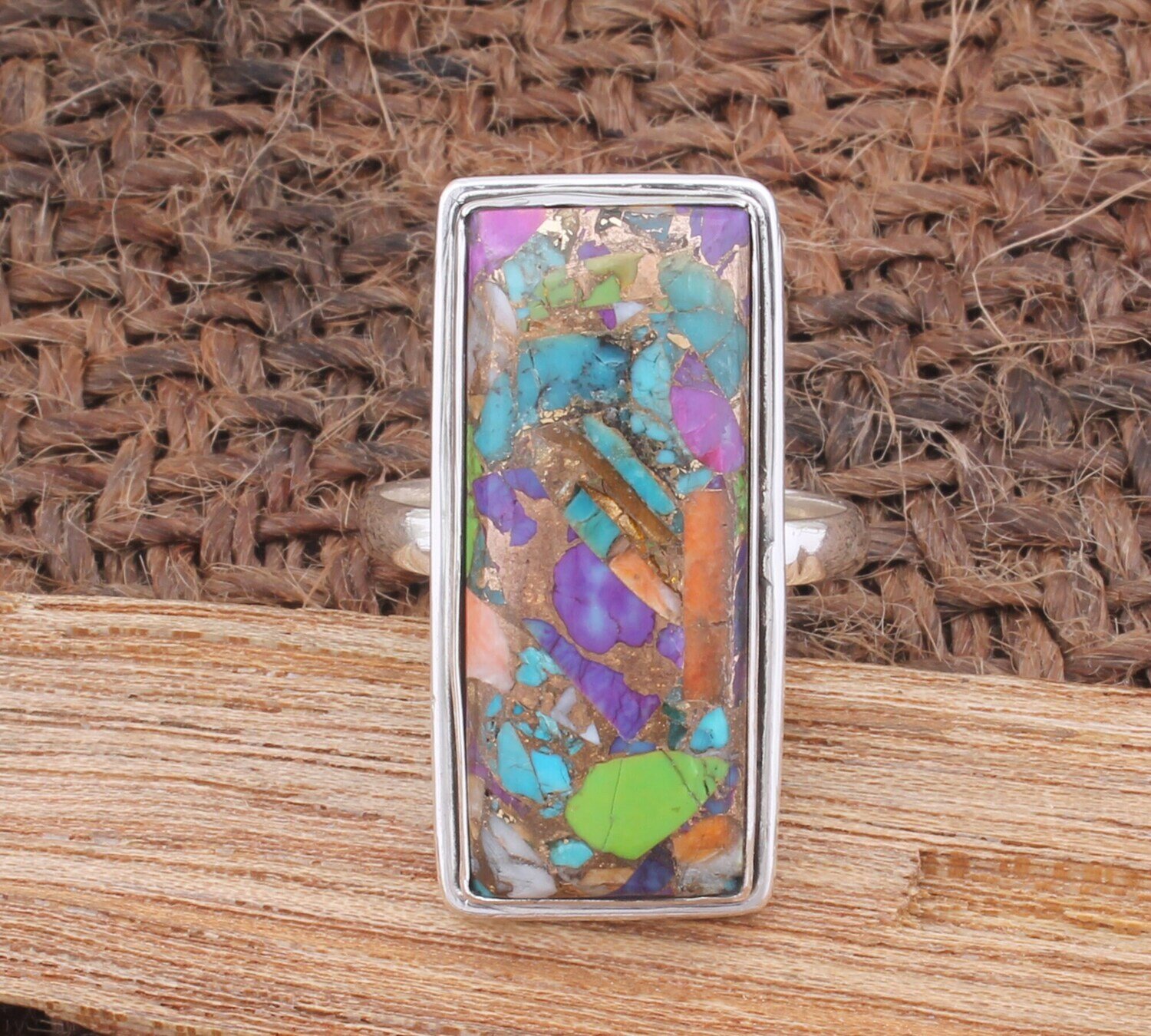 Turquoise Gemstone Silver Ring | 925 Sterling Solid Silver Ring | Handmade Bar Silver Wedding Jewelry Women Gift#Mother's DayMother's Day