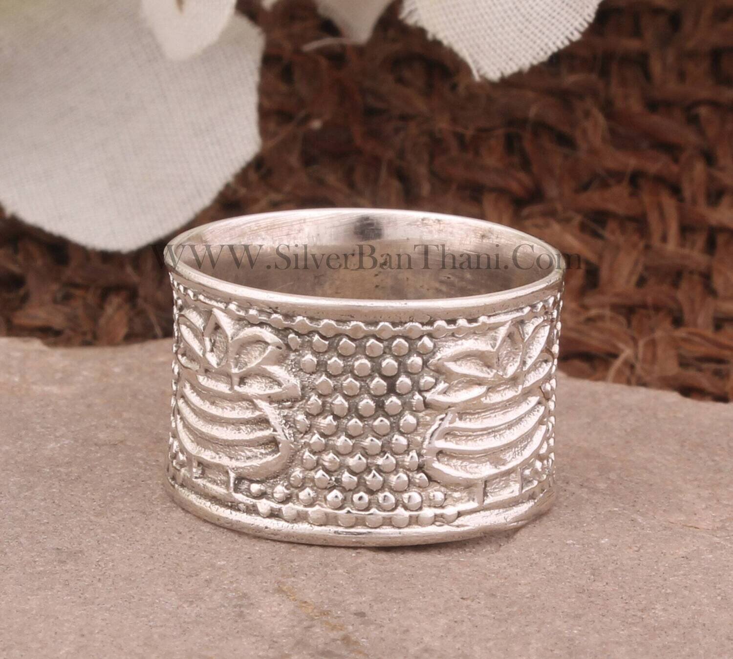 925 Sterling Silver Hand Carved Band Ring | Designer Handmade Antiqued Silver Band Ring | Women Jewelry Ring | Valentine's Day Gift For Her