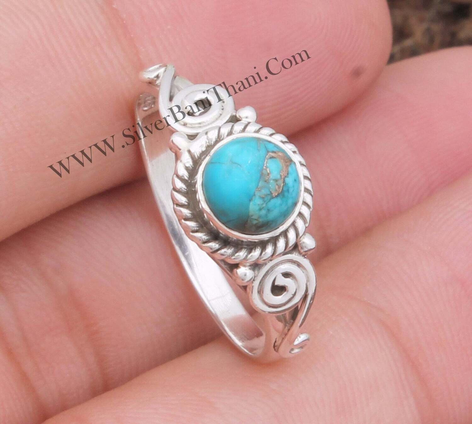 Blue Copper Turquoise Stone Silver Ring 925 Sterling Solid Silver Ring Handmade Silver Ring Gift Turquoise Ring Silver Ring Blue Stone Ring